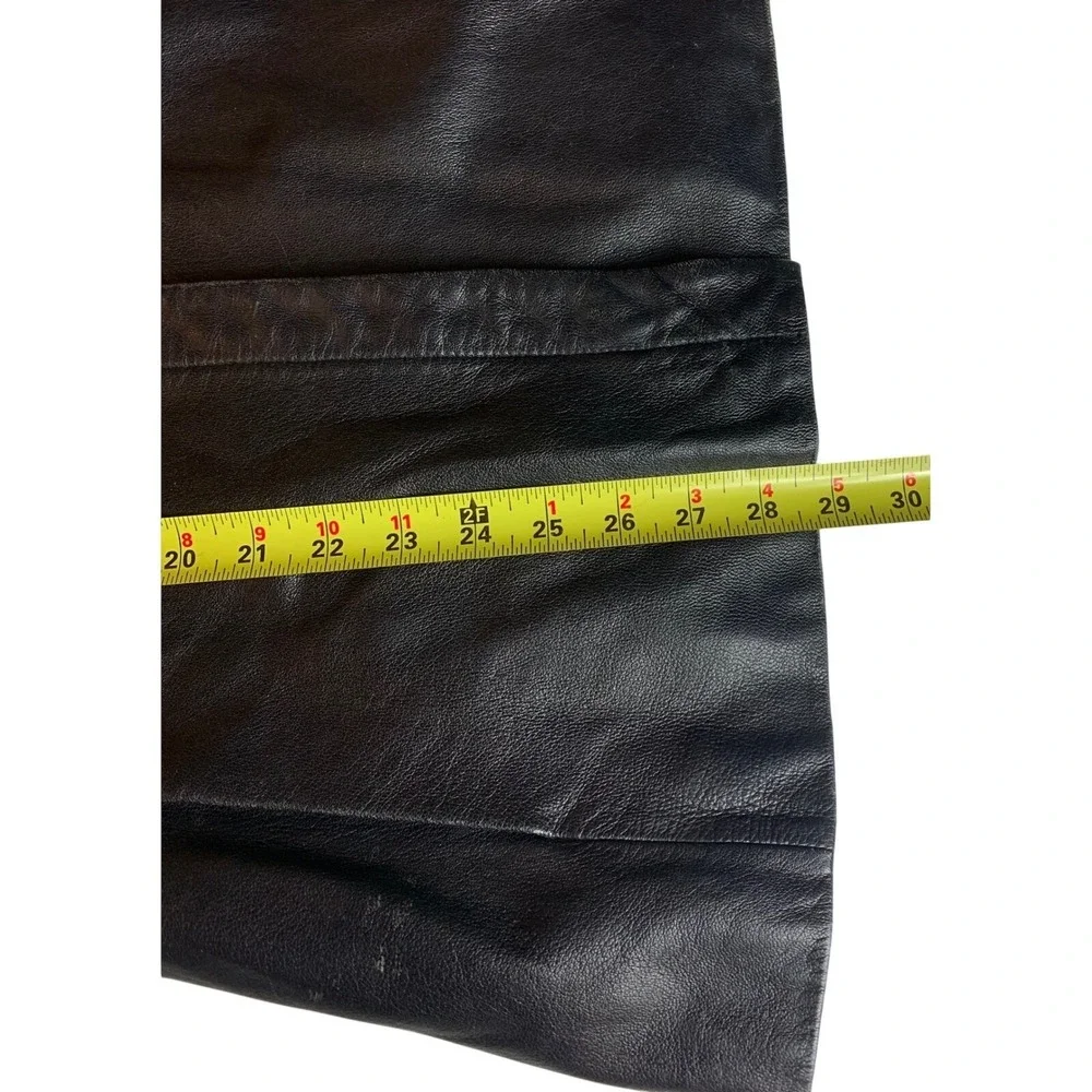 Wilsons Leather Pelle‎ Studio Black Leather Jacket Stand Collar Zip Womens Large